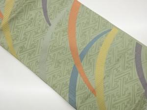 紗綾形に芝模様織出し名古屋帯